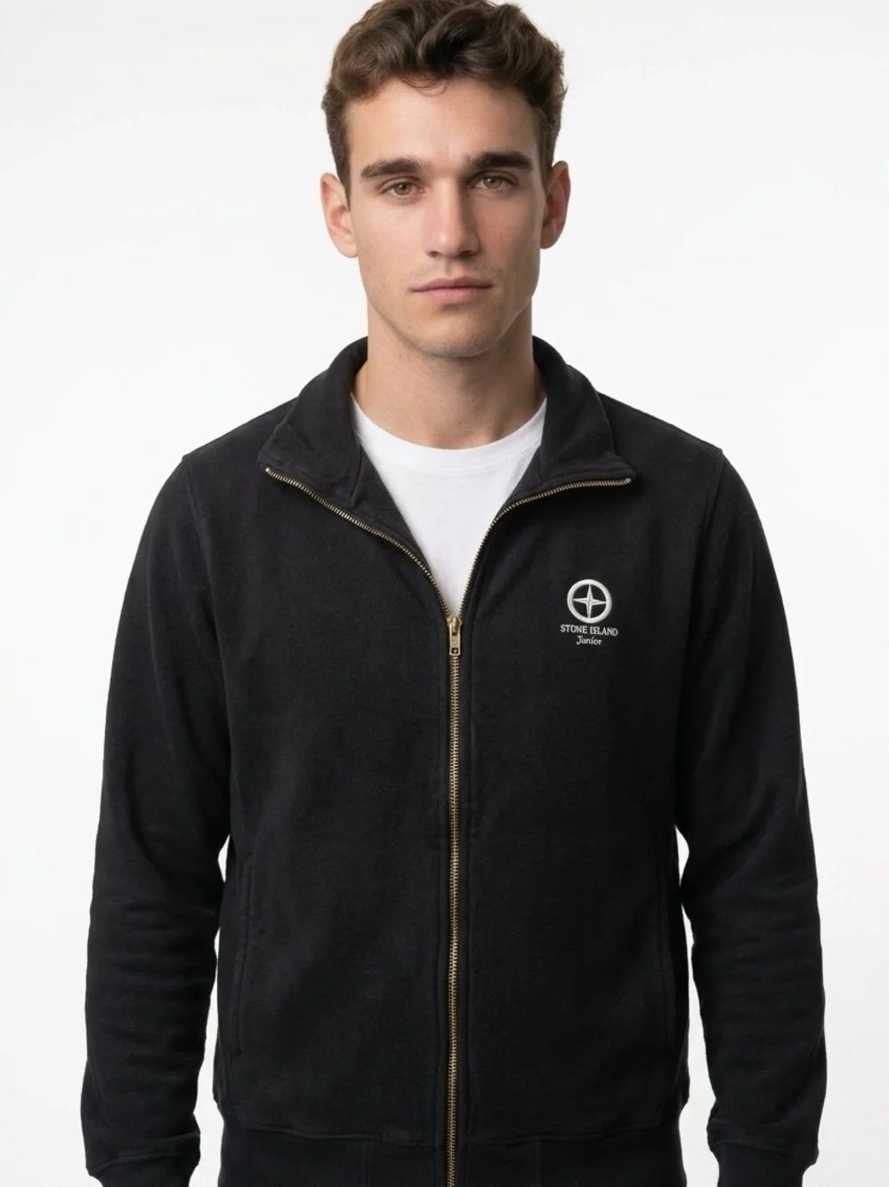 STONE ISLAND | Vintage Zip-Up Embroidered Logo Sweatshirt Men’s Size X-Large
